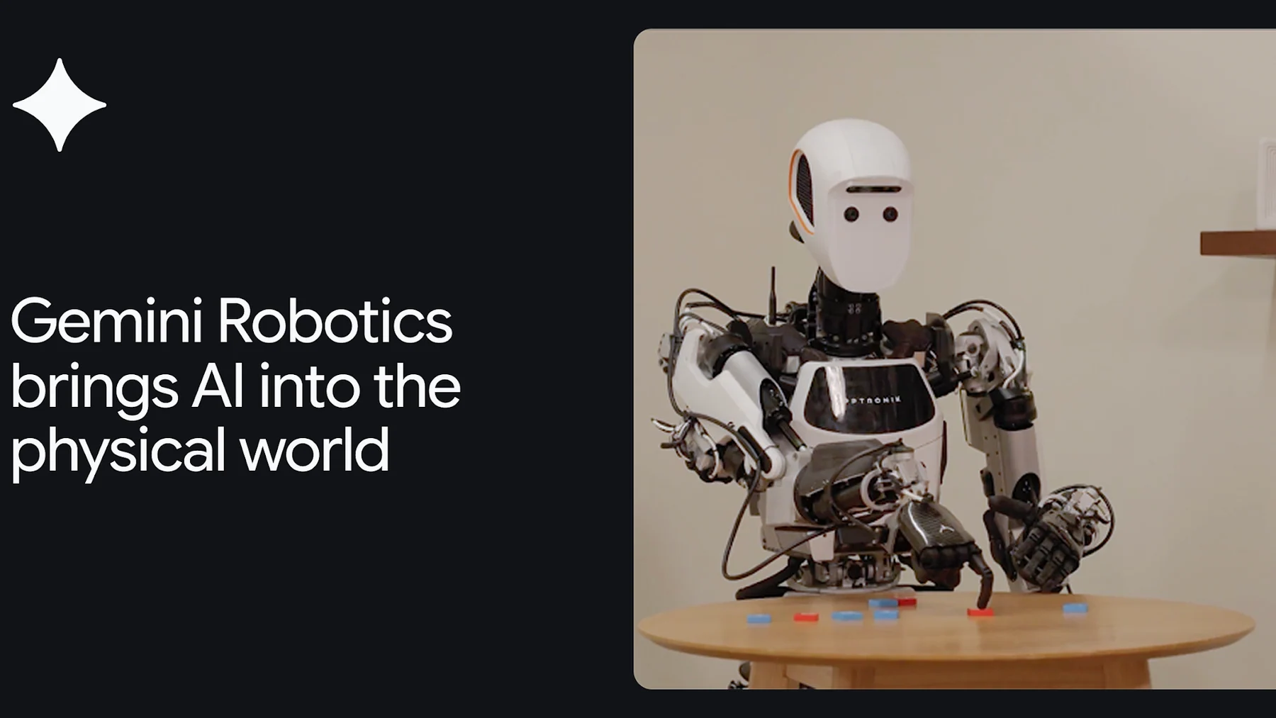Google DeepMind 发布图:机器人在 Gemini Robotics 控制下操作桌面物体